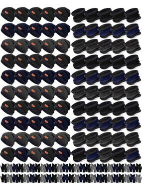 Winter Warm Knit Beanie Hat, Scarf & Gloves Set - Black, Gray, Blue for Men